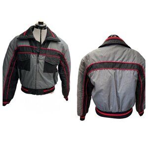 Vtg Yamaha Maxim Wear Women Sz Lg Nylon Jacket Coat Snowmobile Ski Gray Black